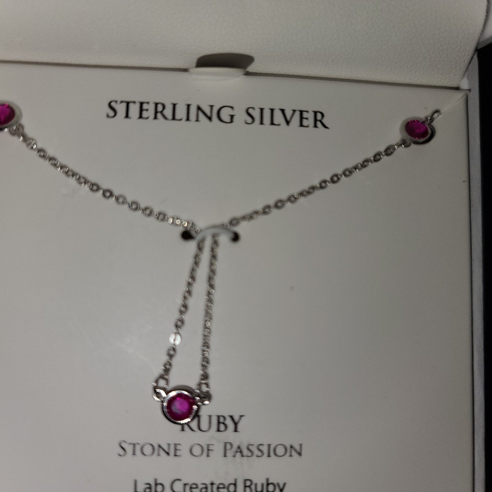 Natural Ruby Ladder Necklace - Picture 2 of 3